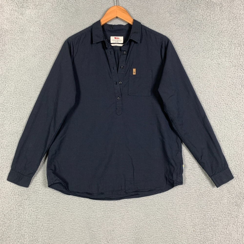 FjallRaven Kiruna Lite Shirt Women's Small‎ Navy Long Sleeve Popover Comfort Fit